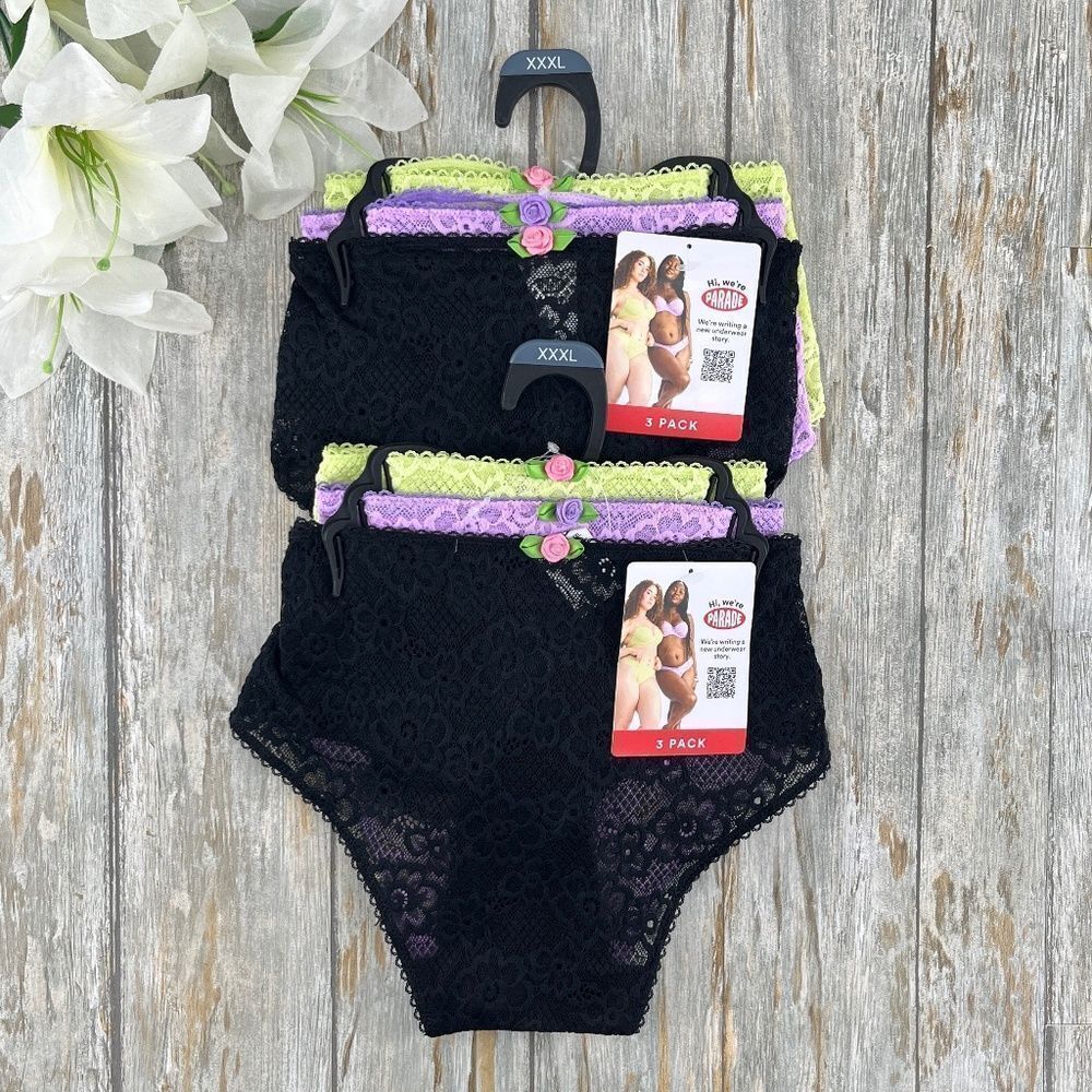 Women’s Parade Lace Mesh Thong Underwear 2, 3-Packs XXXL